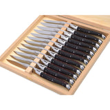 Laguiole Steak Knives Ebony Wood with Red Spacer, Prestige Collection