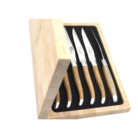 Laguiole Steak Knives Barrel Oak, Prestige Collection - Zouf.biz