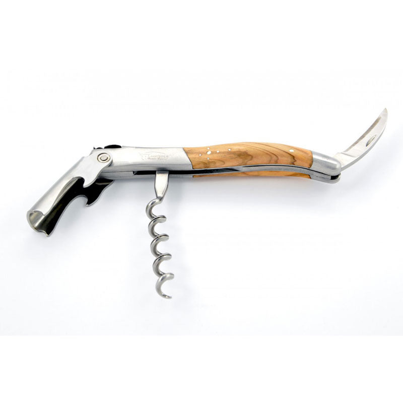 Laguiole Olive Wood Sommelier Corkscrew, Bee & Spring Chiseled, Prestige Collection - Zouf.biz