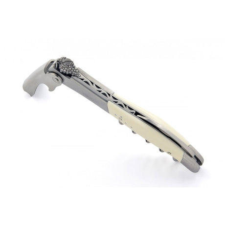 Laguiole Warthog Tooth Sommelier Corkscrew, Bee Chiseled, Grape Pattern, Prestige Collection - Zouf.biz