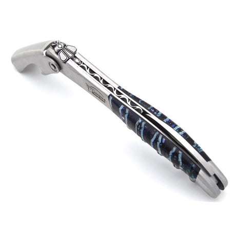 Laguiole Blue Fossilized Mammoth Molar Sommelier Corkscrew, Bee & Spring Chiseled, Prestige Collection - Zouf.biz