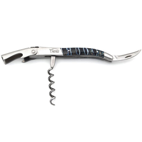 Laguiole Blue Fossilized Mammoth Molar Sommelier Corkscrew, Bee & Spring Chiseled, Prestige Collection - Zouf.biz