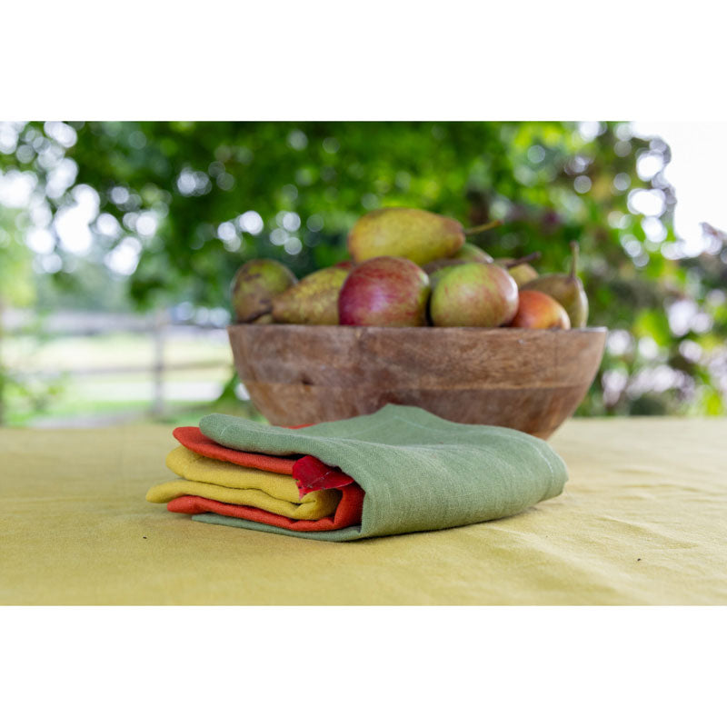 Pure Washed Linen Napkins, Set of 4, Amber Yellow