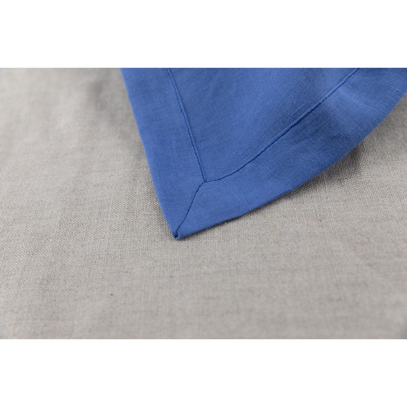 Pure Washed Linen Napkins, Set of 4, Blue Flower