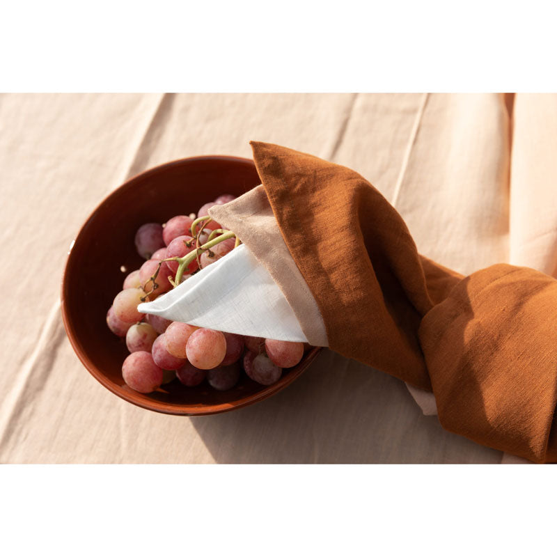 Pure Washed Linen Napkins, Set of 4, Caramel