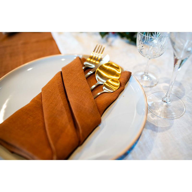 Pure Washed Linen Napkins, Set of 4, Caramel