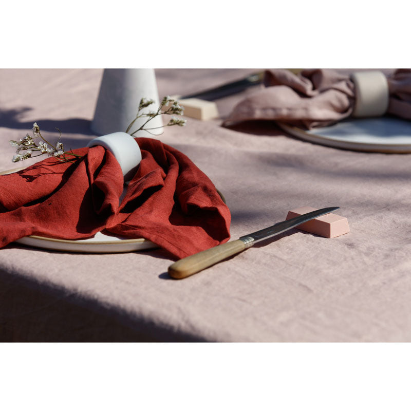 Pure Washed Linen Napkins, Set of 4, Fig Red