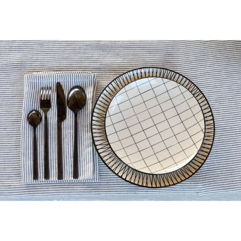 Pure Washed Linen Napkins, Set of 4, Flint Grey Stripe