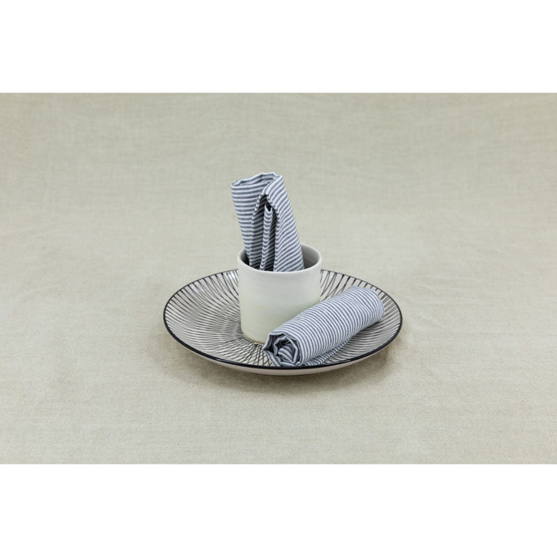 Pure Washed Linen Napkins, Set of 4, Flint Grey Stripe