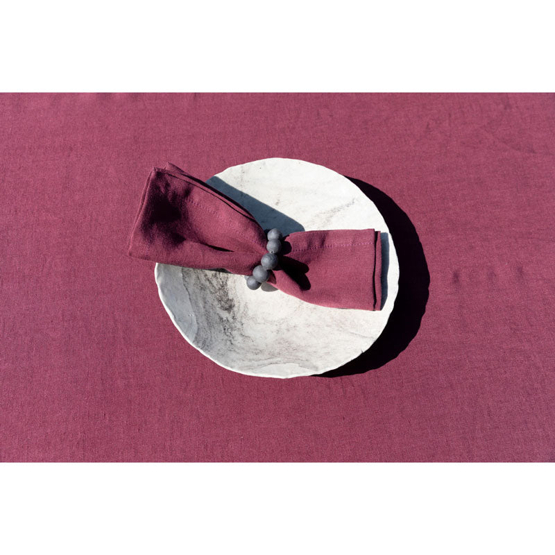 Pure Washed Linen Napkins, Set of 4, Garnet Red