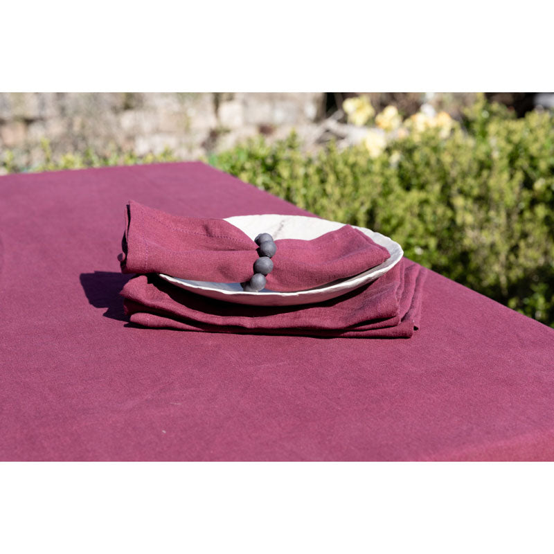 Pure Washed Linen Napkins, Set of 4, Garnet Red