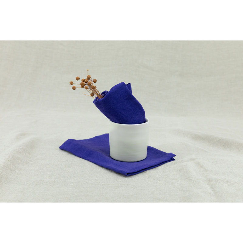 Pure Washed Linen Napkins, Set of 4, Indigo
