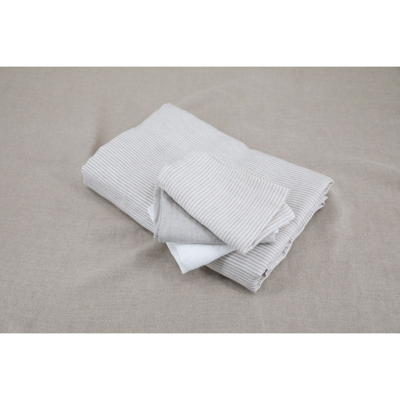 Pure Washed Linen Napkins, Set of 4, Natural Stripe