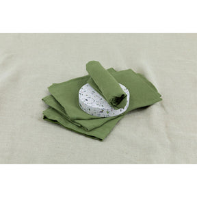 Pure Washed Linen Napkins, Set of 4, Olive Green