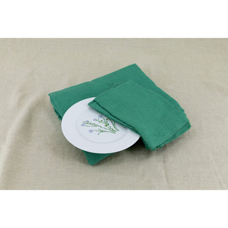 Pure Washed Linen Napkins, Set of 4, Pea Green