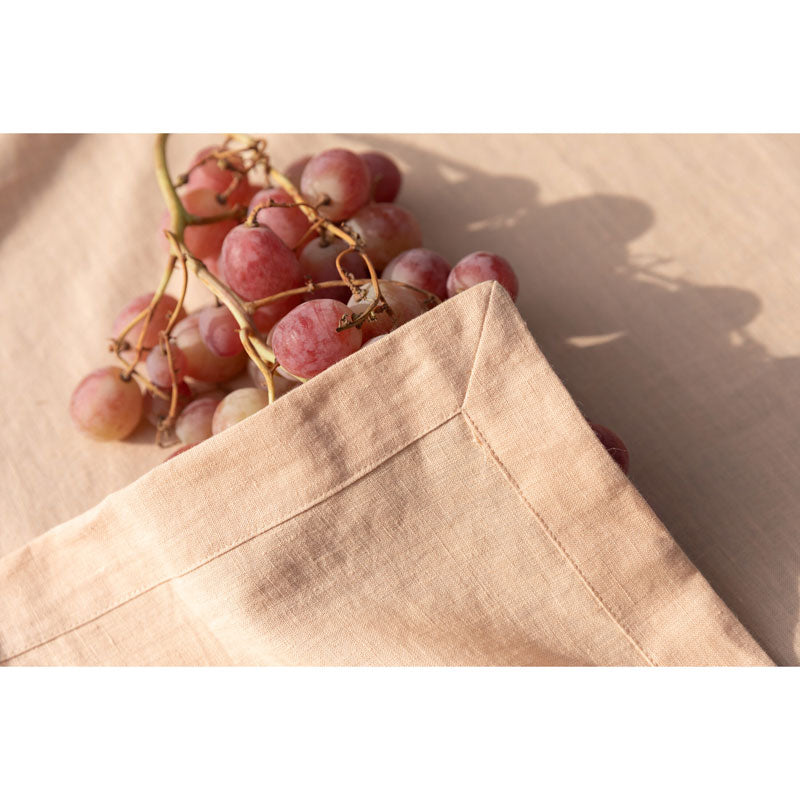 Pure Washed Linen Napkins, Set of 4, Peach