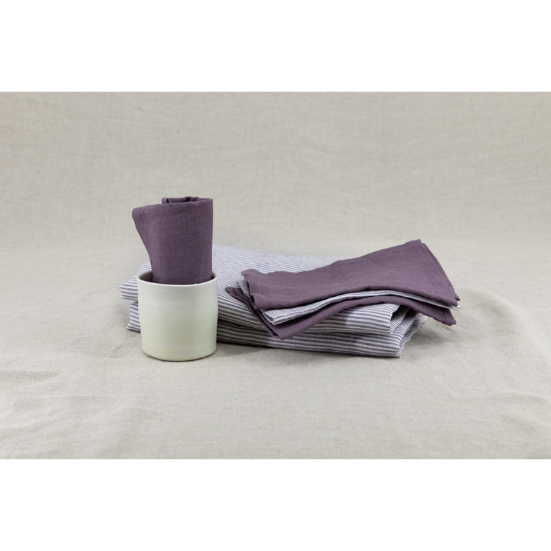 Pure Washed Linen Napkins, Set of 4, Plum