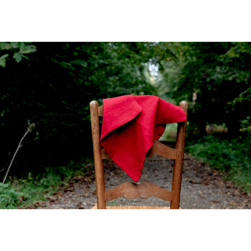Pure Washed Linen Napkins, Set of 4, Redcurrant