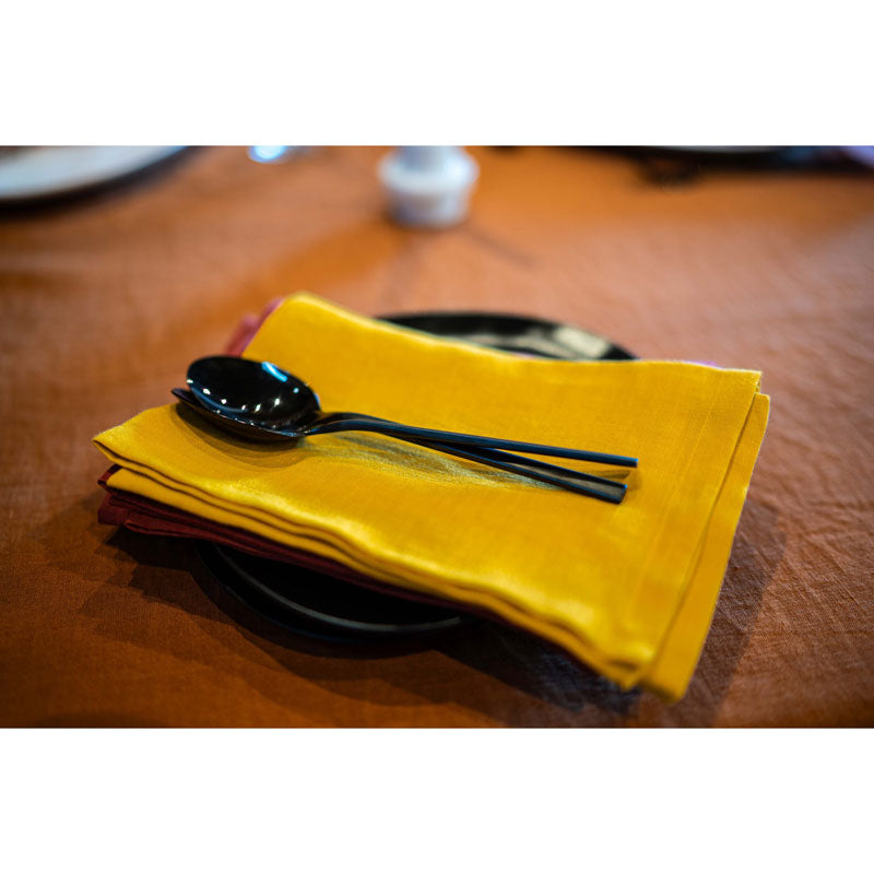 Pure Washed Linen Napkins, Set of 4, Saffron