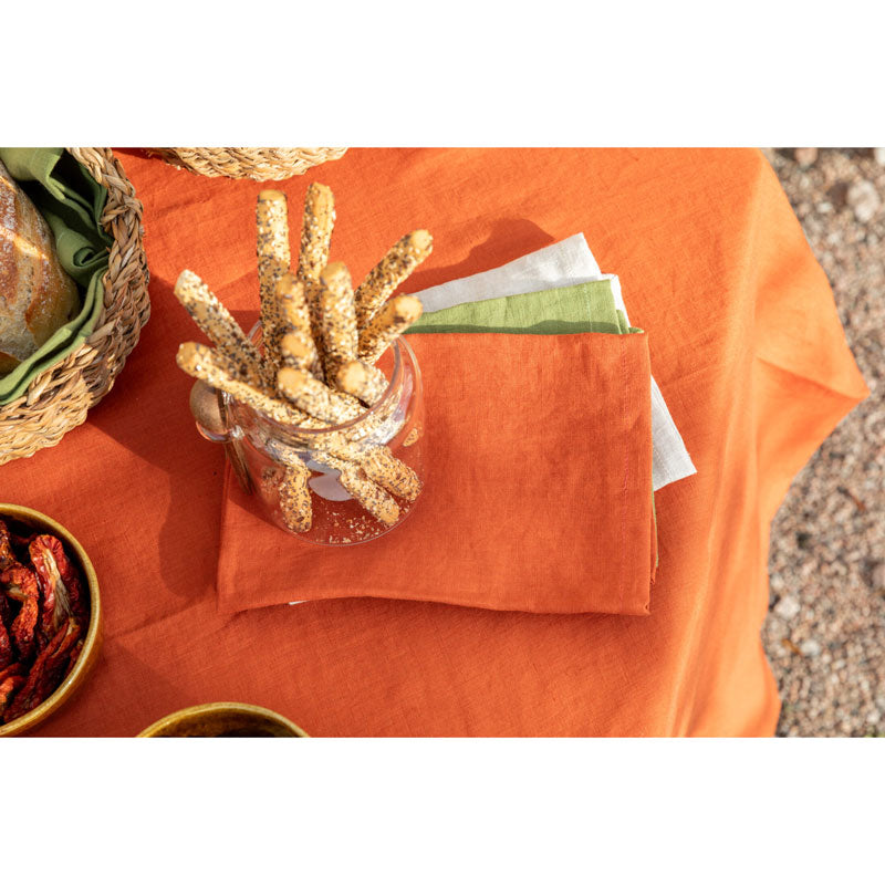 Pure Washed Linen Napkins, Set of 4, Terracotta Tile