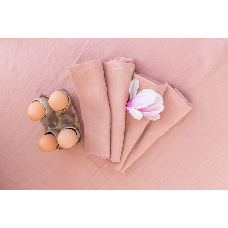 Pure Washed Linen Napkins, Set of 4, Terracotta