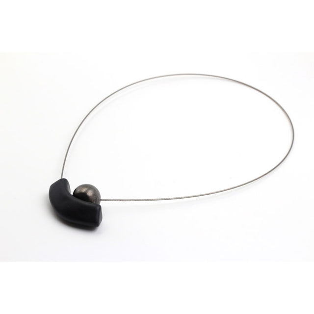 Atome Steel Cable Necklace, Cast Iron