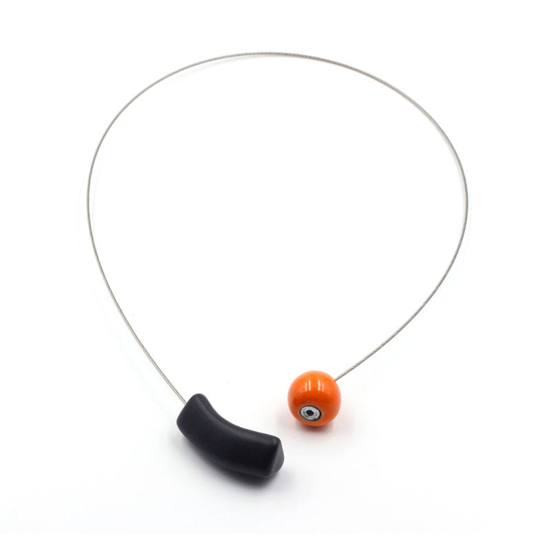 Atome Steel Cable Necklace, Orange