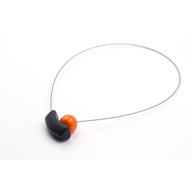 Atome Steel Cable Necklace, Orange