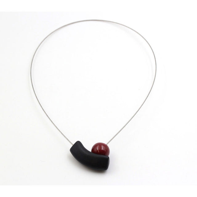 Atome Steel Cable Necklace, Plum