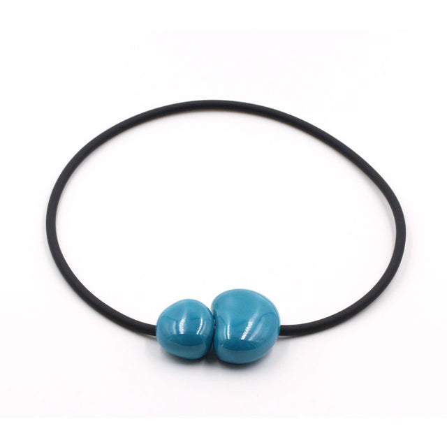 Big Galet PVC Necklace, Turquoise - Zouf.biz