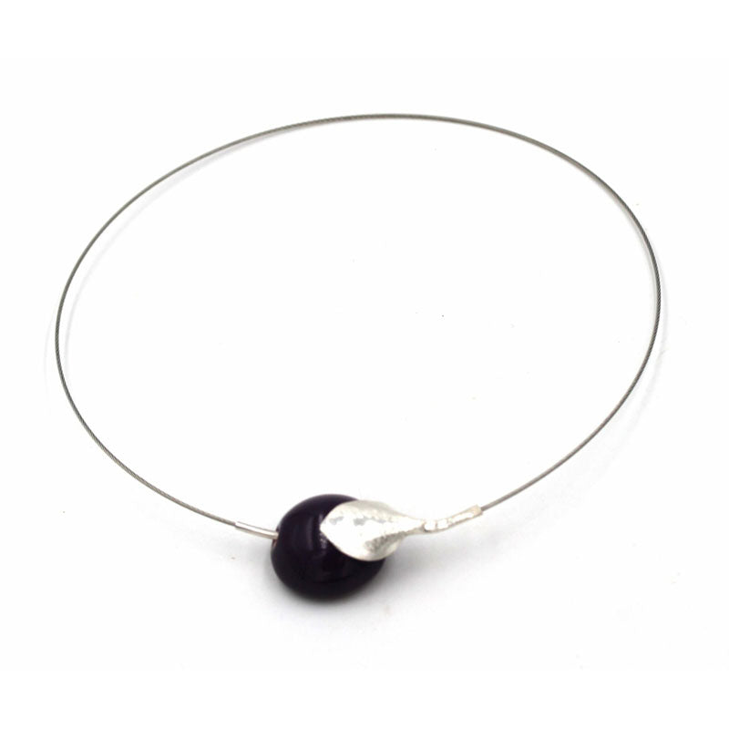 Fleur Ceramic Necklace, Black