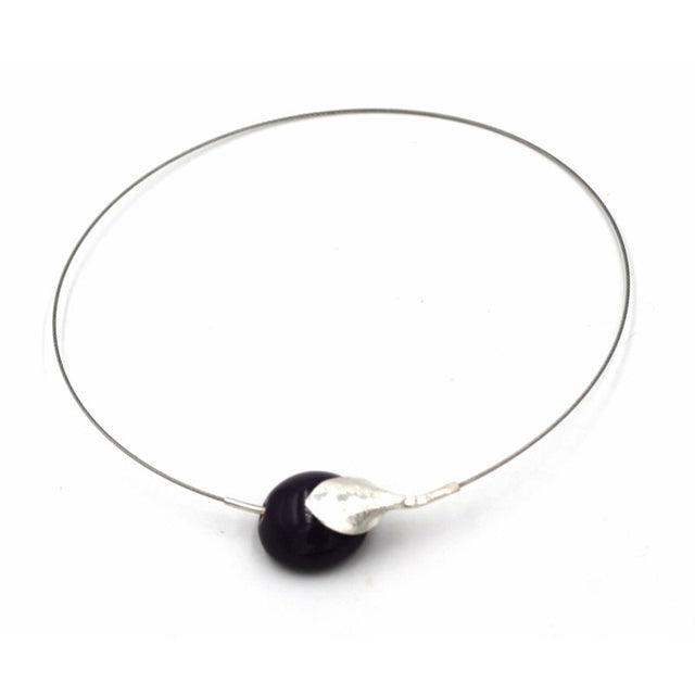 Fleur Ceramic Necklace, Black