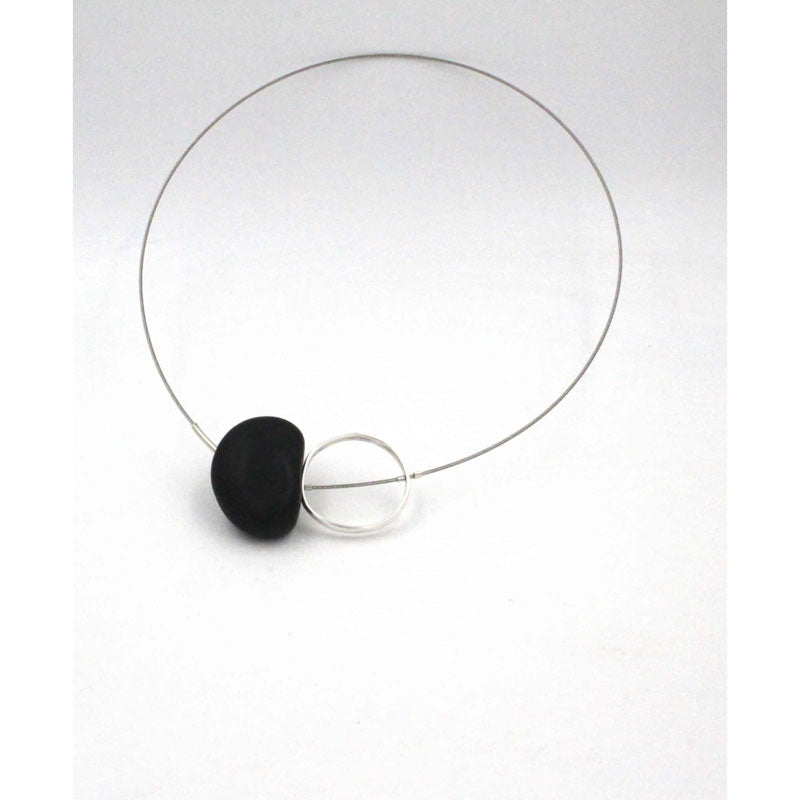 Graphik Ceramic Necklace, Black