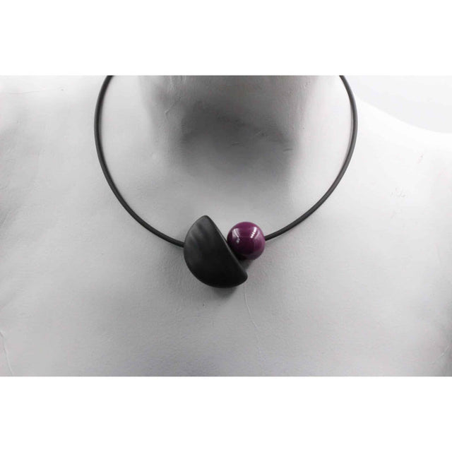 Nais Ceramic PVC Necklace, Plum