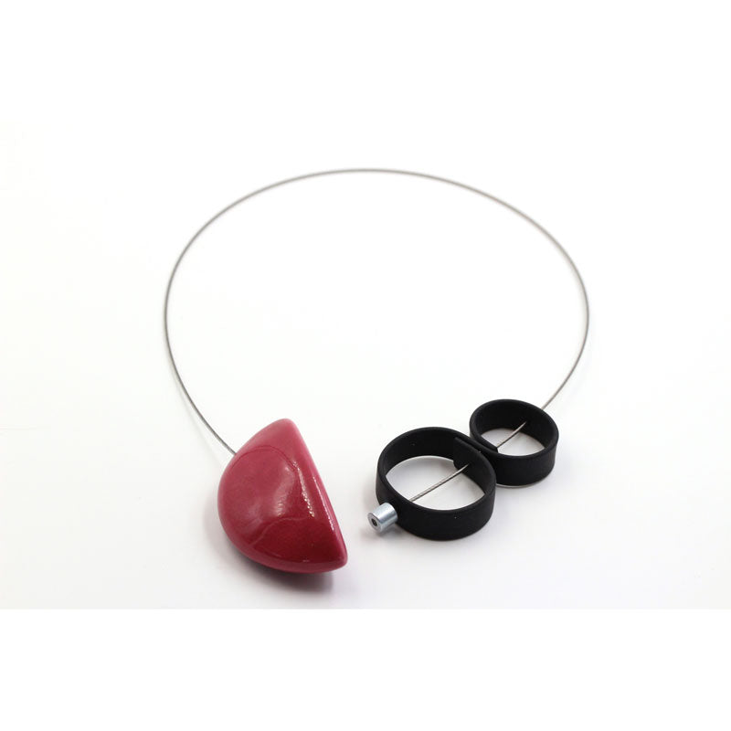Stella Ceramic Necklace, Raspberry - Zouf.biz