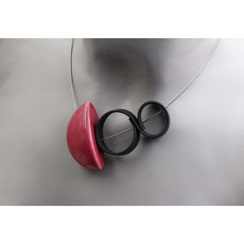 Stella Ceramic Necklace, Raspberry - Zouf.biz