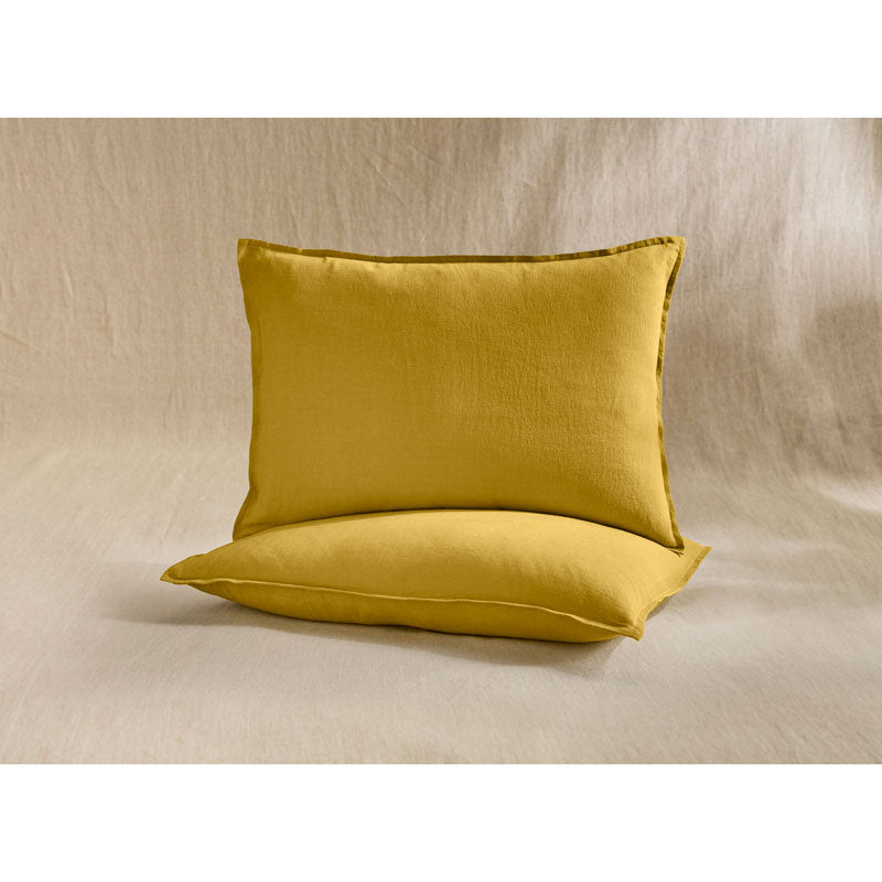 Pure Washed Linen Pillow Case, Amber Yellow