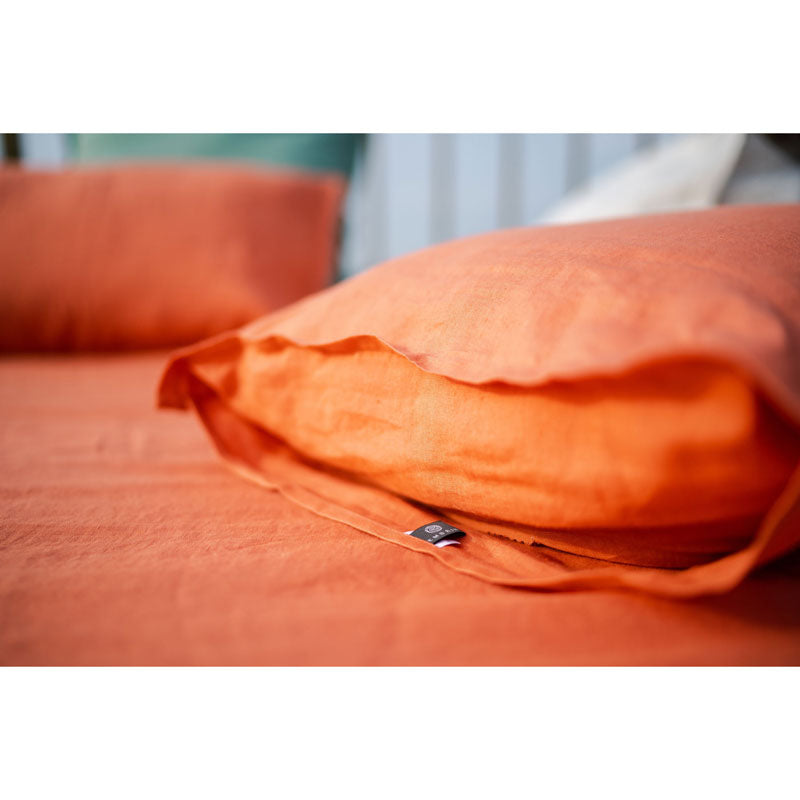 Pure Washed Linen Pillow Case, Apricot