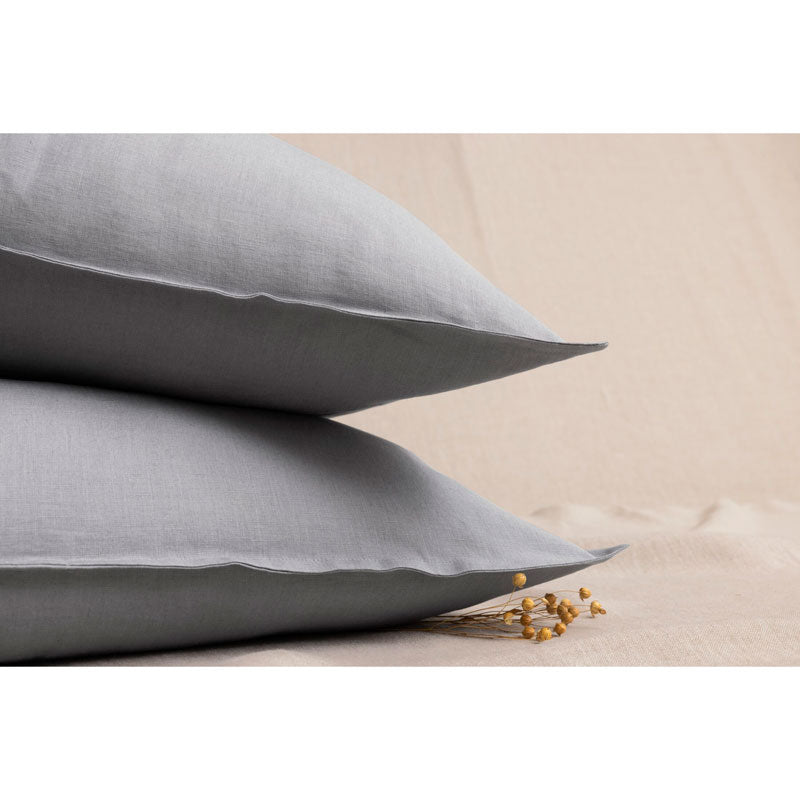 Pure Washed Linen Pillow Case, Ash Grey
