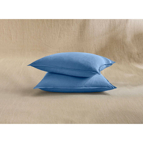 Pure Washed Linen Pillow Case, Blue Flower