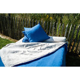Pure Washed Linen Pillow Case, Blue Flower