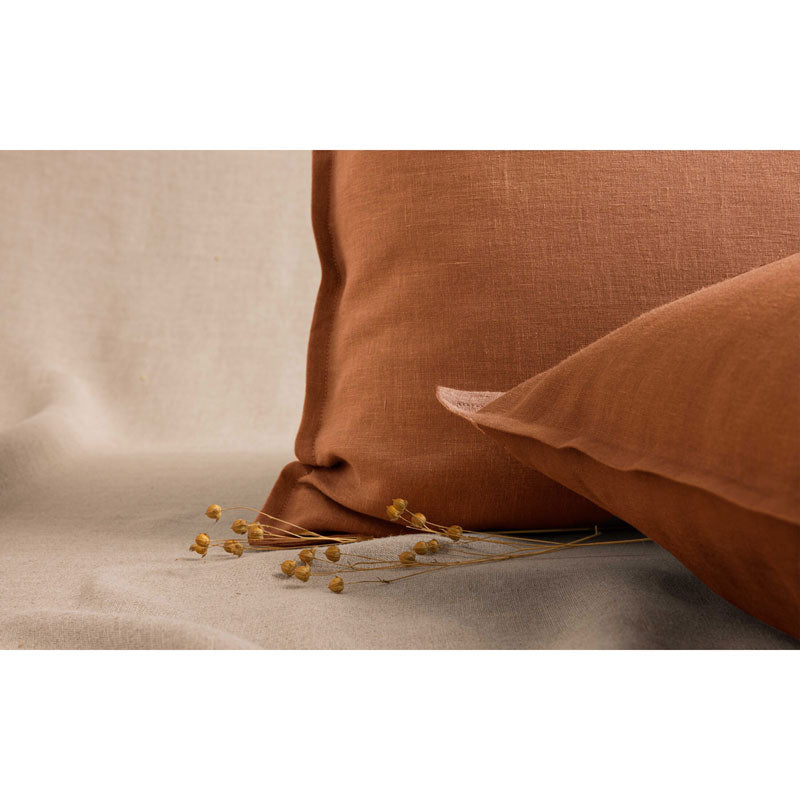 Pure Washed Linen Pillow Case, Caramel