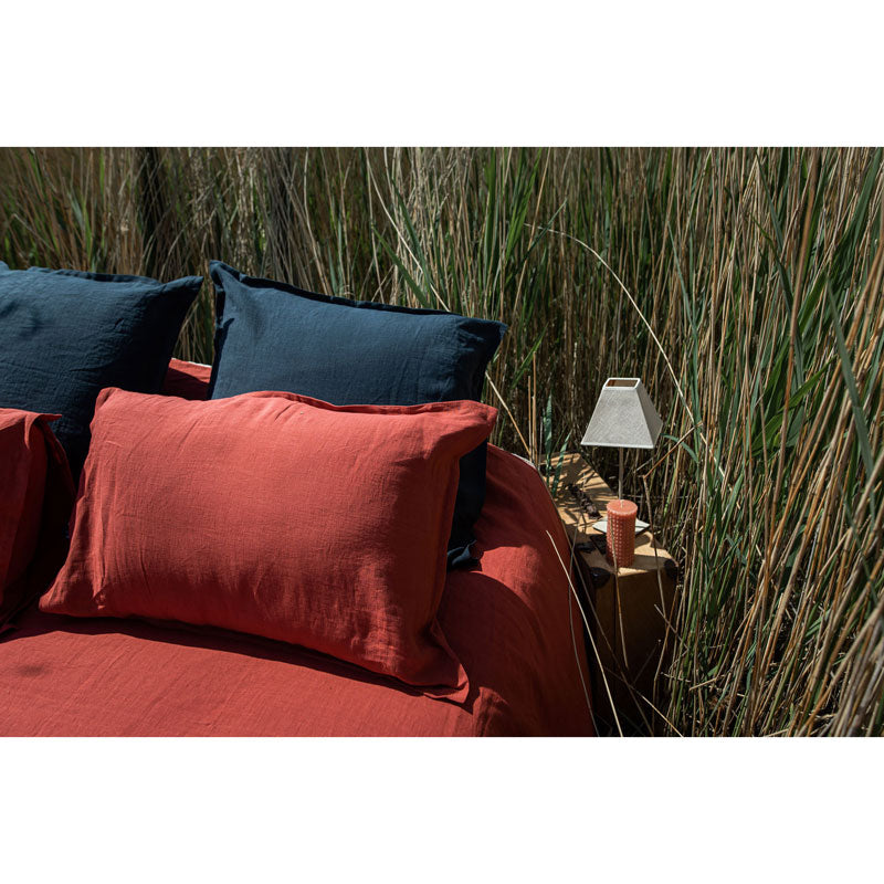 Pure Washed Linen Pillow Case, Fig Red