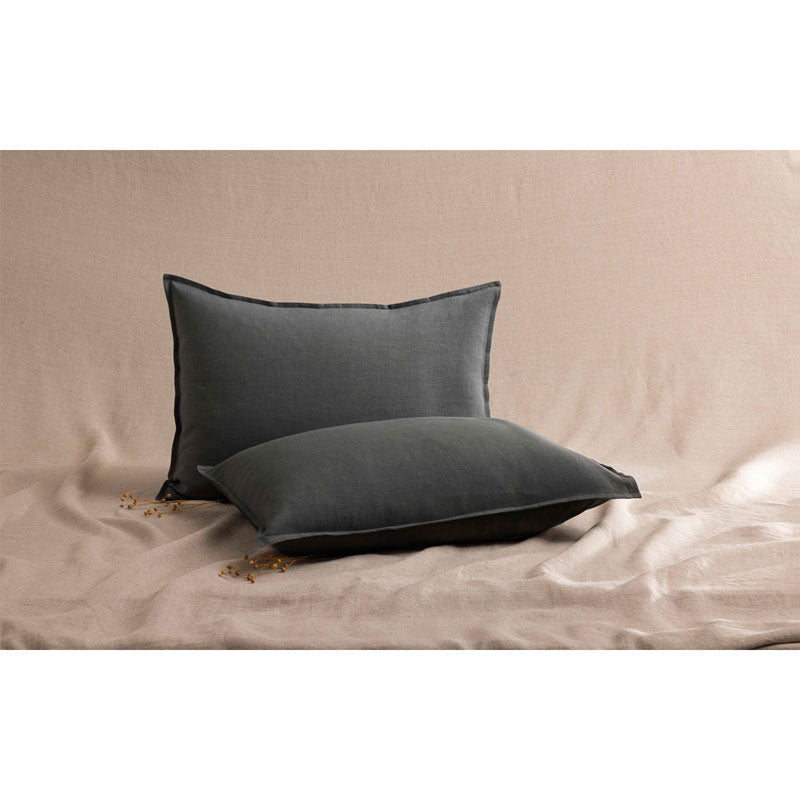 Pure Washed Linen Pillow Case, Flint Grey