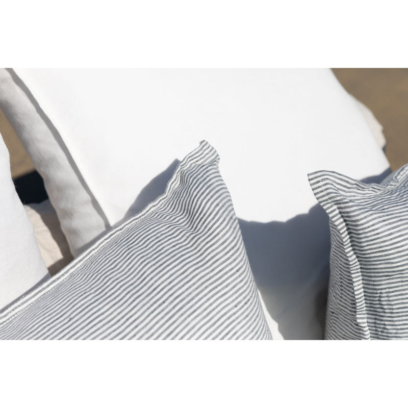 Pure Washed Linen Pillow Case, Flint Stripe