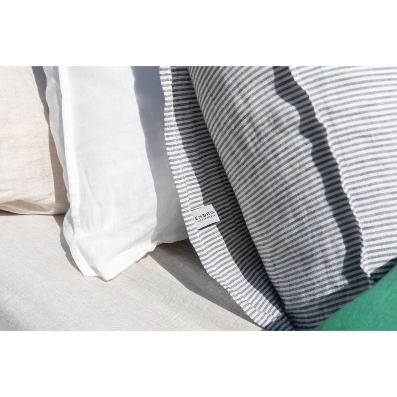 Pure Washed Linen Pillow Case, Flint Stripe