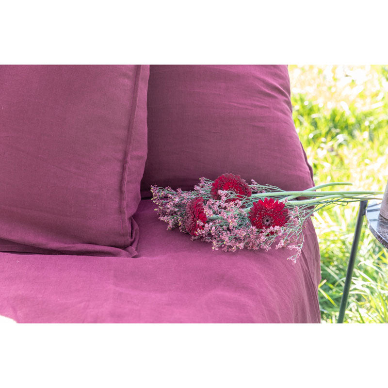 Pure Washed Linen Pillow Case, Garnet Red