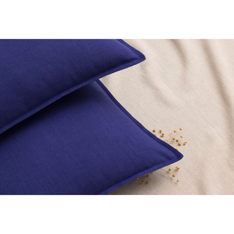 Pure Washed Linen Pillow Case, Indigo