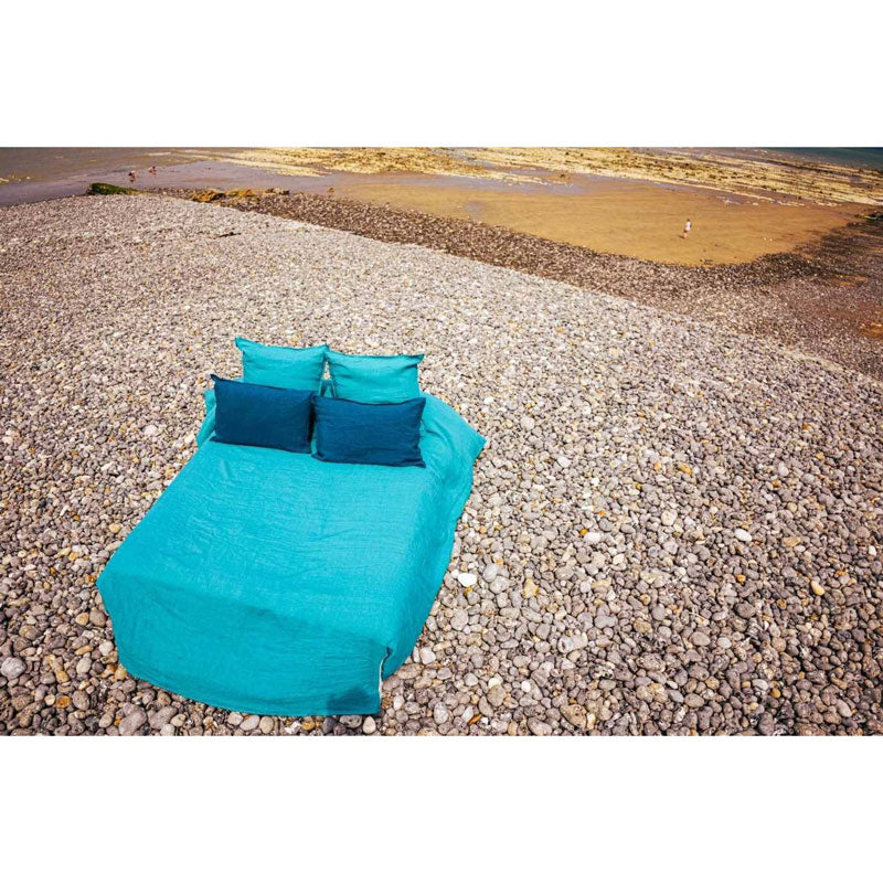 Pure Washed Linen Pillow Case, Lagoon Blue