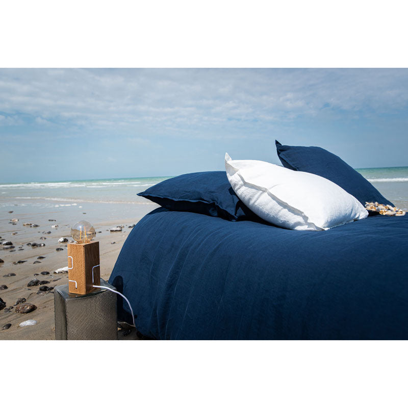 Pure Washed Linen Pillow Case, Midnight Blue